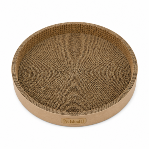 Round Cardboard Cat Scratcher Bed | Corrugated Scratch Pad Lounge for Cats | Durable Scratching Toy | Pet Island II
